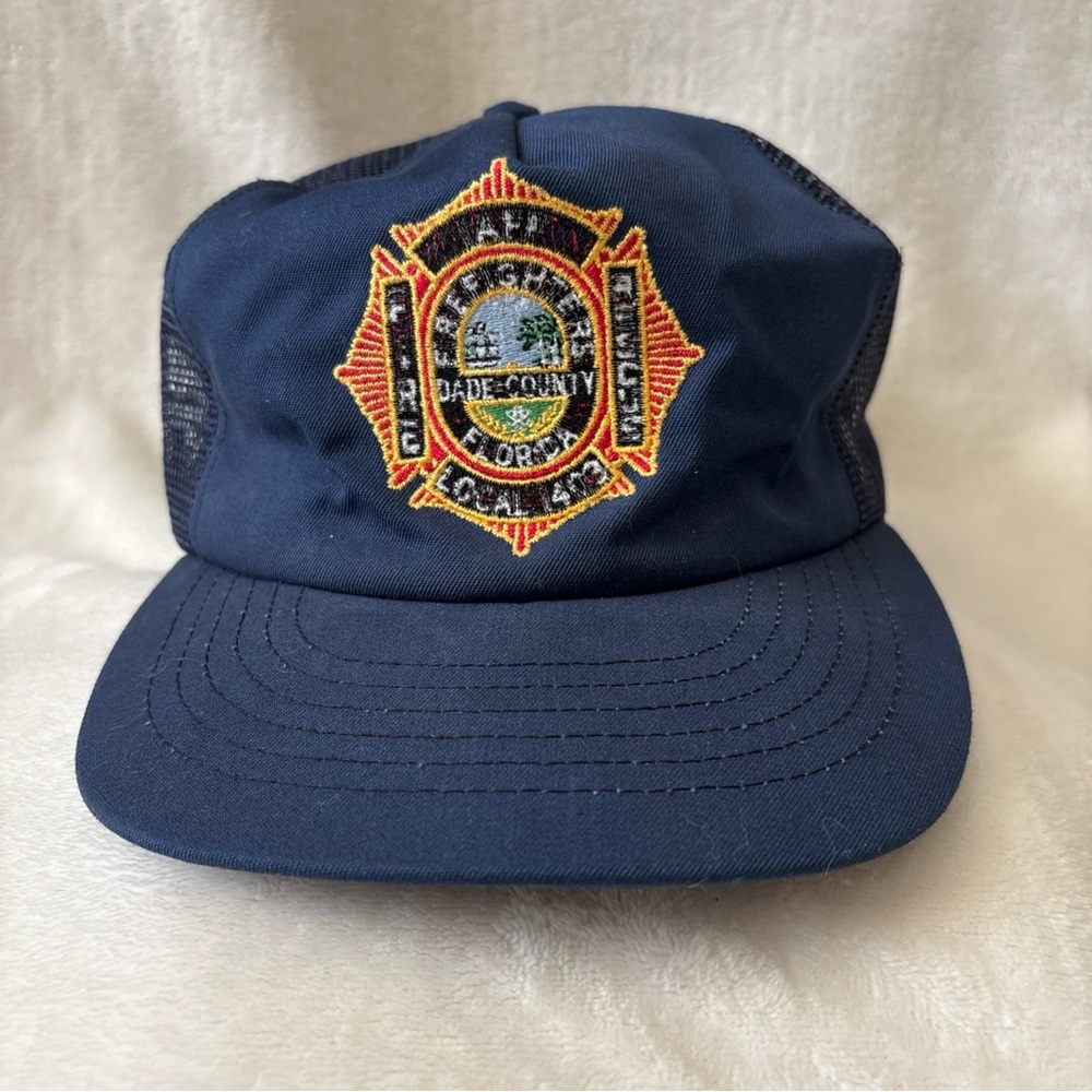 Vintage Dade County Firefighter Fire Rescue Mesh Trucker Hat Made In The USA